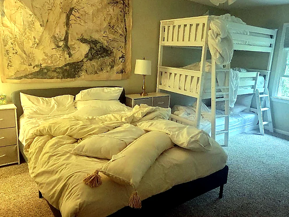 Family bedroom before cleaning